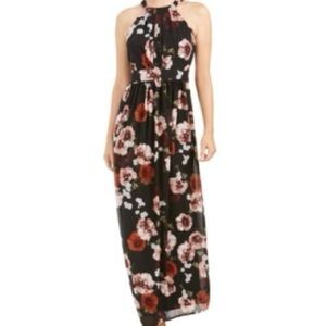 INC International Concepts Black and Red Floral Maxi Dress
